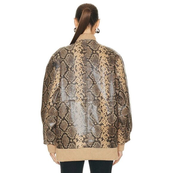 retrofete Halle Leather Jacket in Tannin Snake XSmall New Womens Coat - Picture 2 of 16
